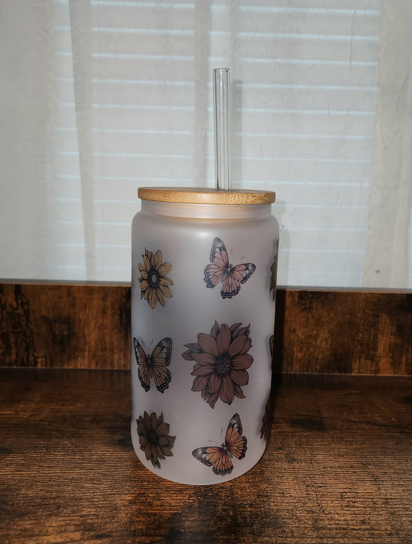 Floral Horror 16oz Glass Can