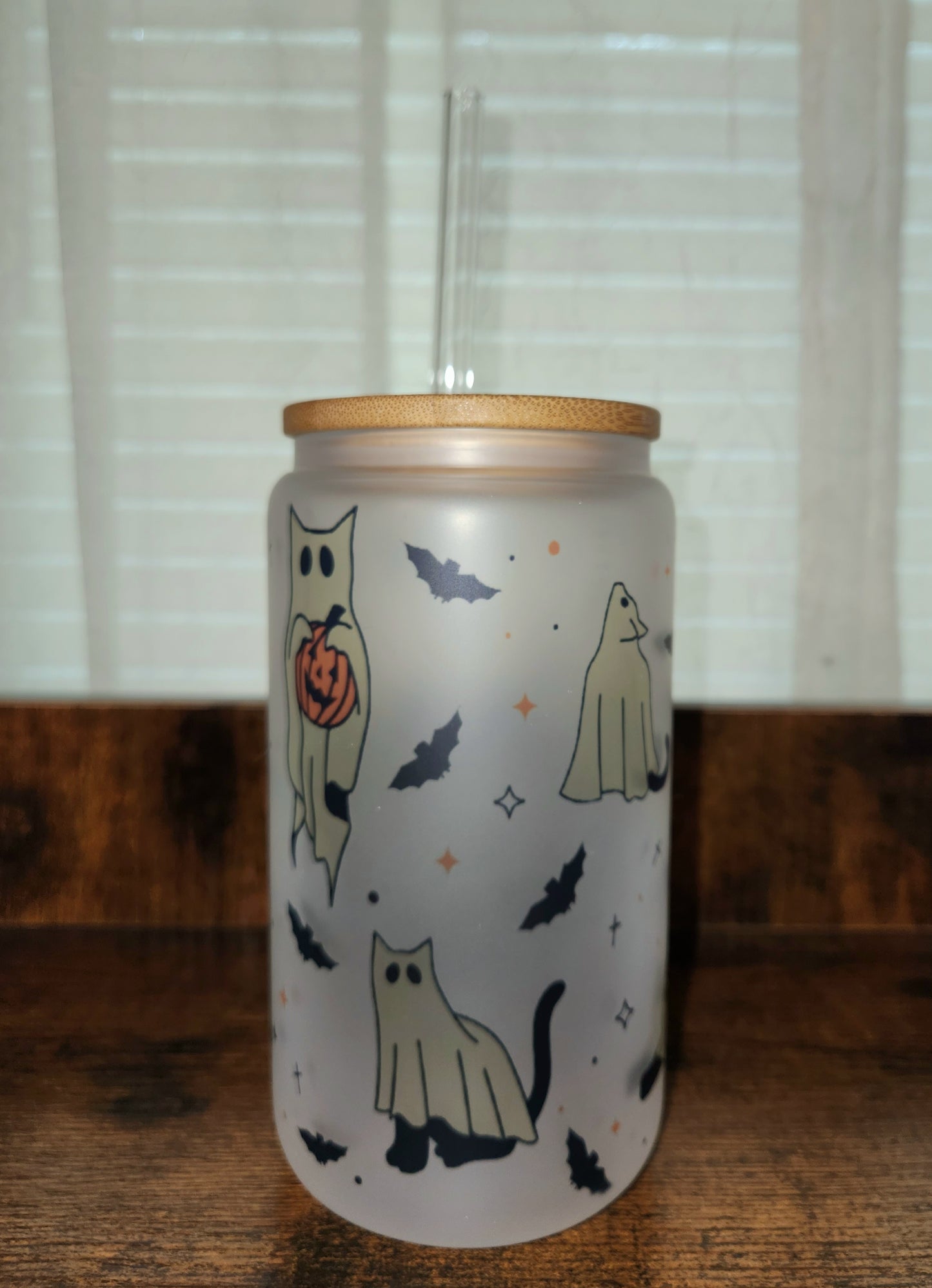 Ghost Cats 16oz Glass Can